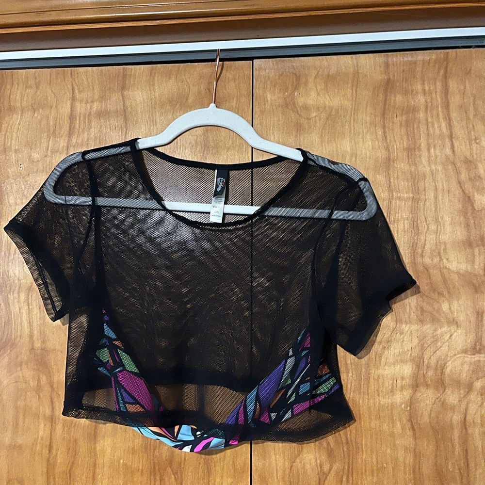 Black Sheer Mesh Crop Top
